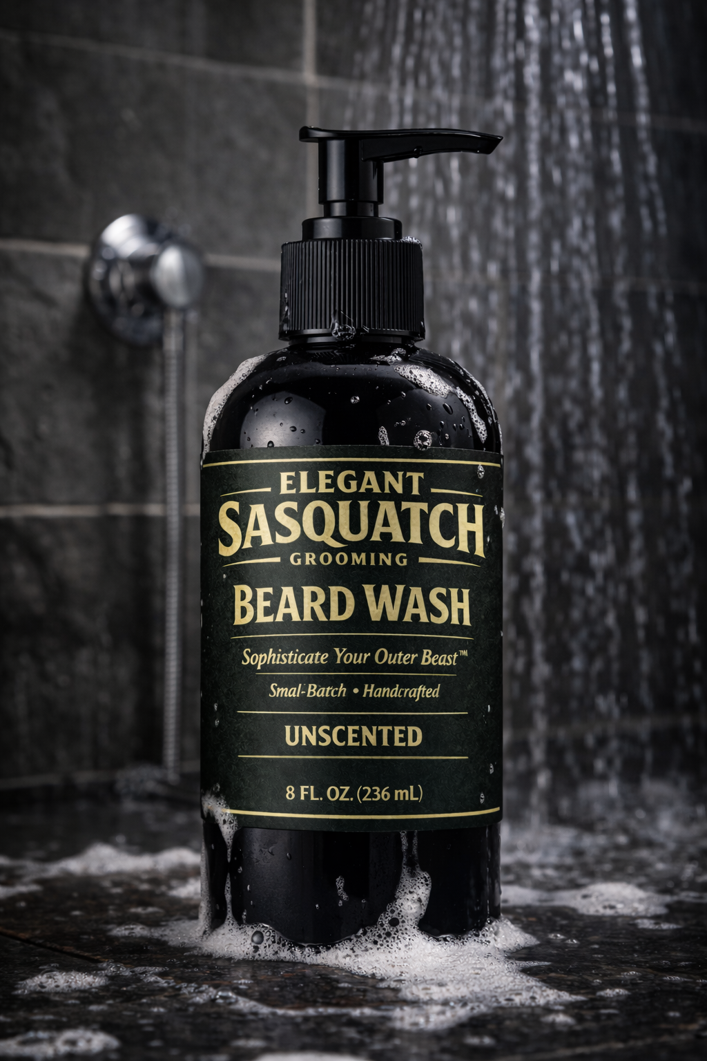 Unscented Beard Wash for Men | Gentle, Fragrance-Free Beard Cleanser | Elegant Sasquatch Grooming