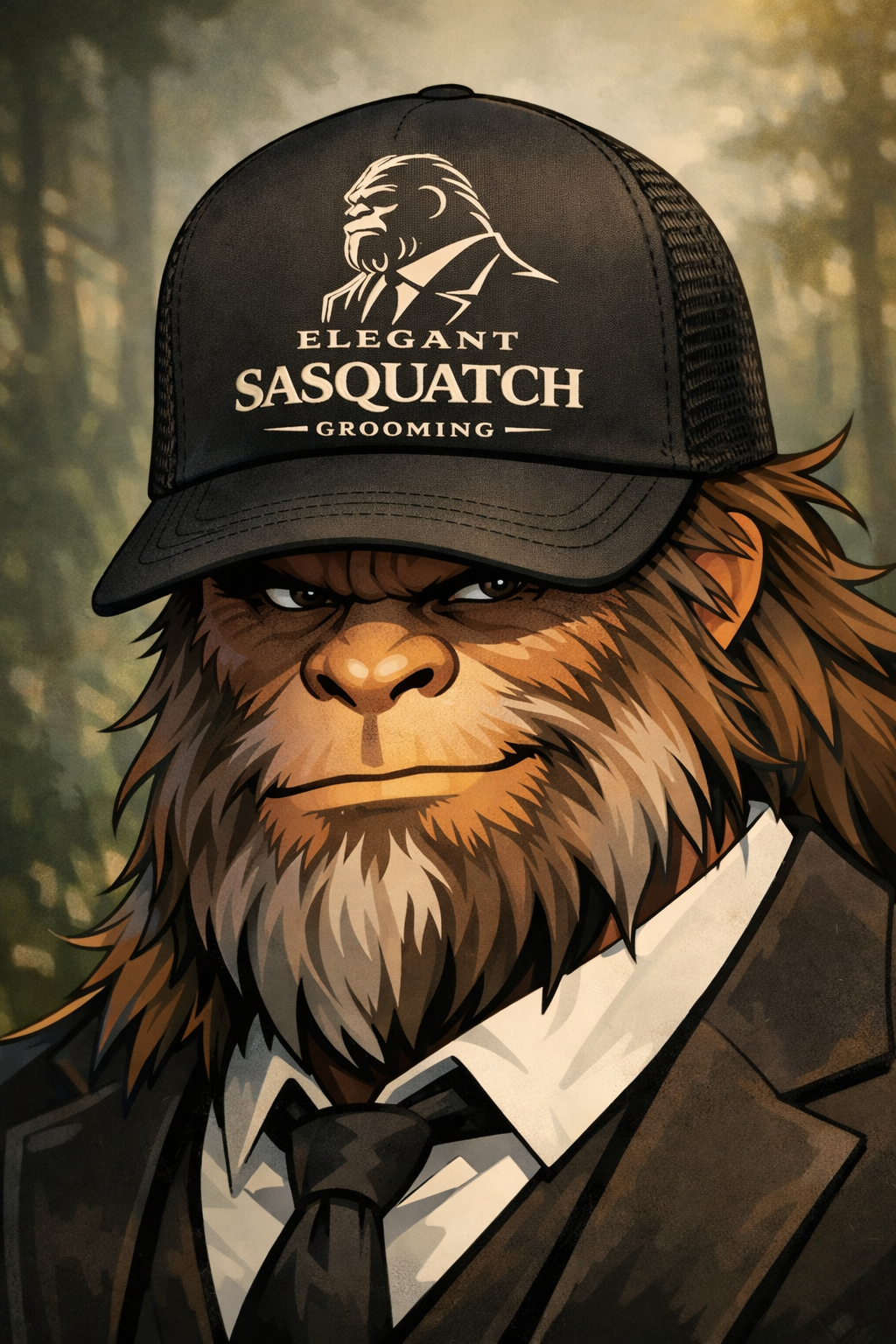 Elegant Sasquatch Grooming Black Trucker Hat