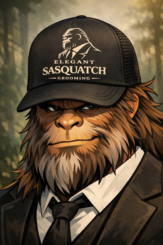 Elegant Sasquatch Grooming Black Trucker Hat